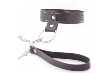 Узкий однослойный ошейник с поводком