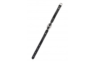 Черный кожаный ошейник со связанными кольцами