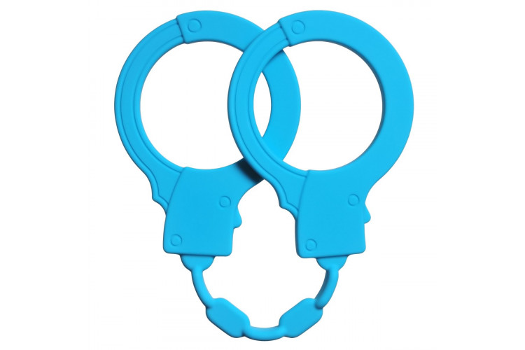 Голубые силиконовые наручники Stretchy Cuffs Turquoise
