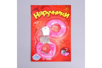 Металлические наручники с розовой плюшевой отделкой