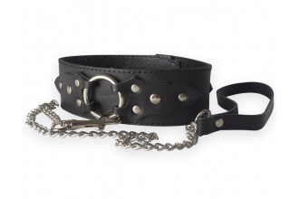 Широкий кожаный ошейник в готическом стиле