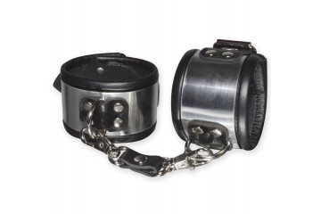 Эффектные серебристо-черные наручники с металлическим блеском