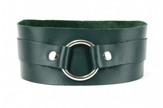 Изумрудный широкий ошейник с кольцом Collar Emerald