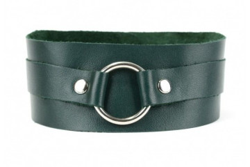 Изумрудный широкий ошейник с кольцом Collar Emerald