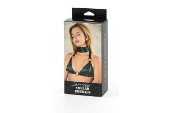 Изумрудный широкий ошейник с кольцом Collar Emerald