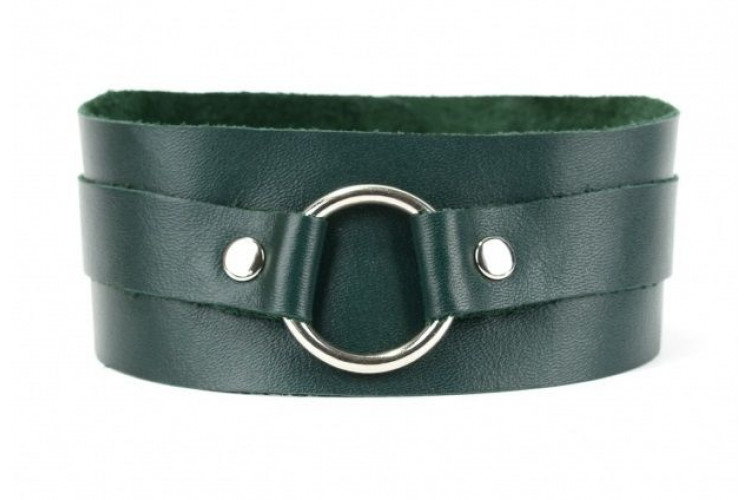 Изумрудный широкий ошейник с кольцом Collar Emerald