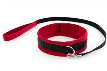 Красно-черный ошейник My rules с поводком