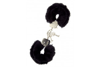 Металлические наручники с чёрной меховой опушкой Metal Handcuffs With Plush