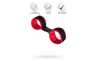 Красно-черные велюровые наручники Anonymo Красно-черные велюровые наручники Anonymo