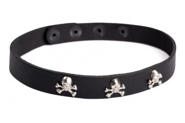 Кожаный чокер Веселый Роджер