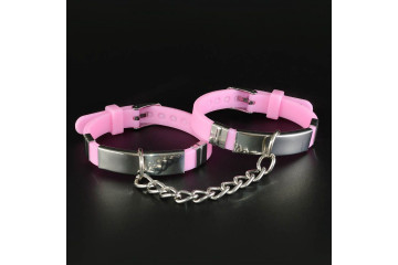 Оригинальные силиконовые наручники роового цвета