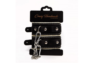 Черные скругленные наручники с мягкой бежевой подкладкой