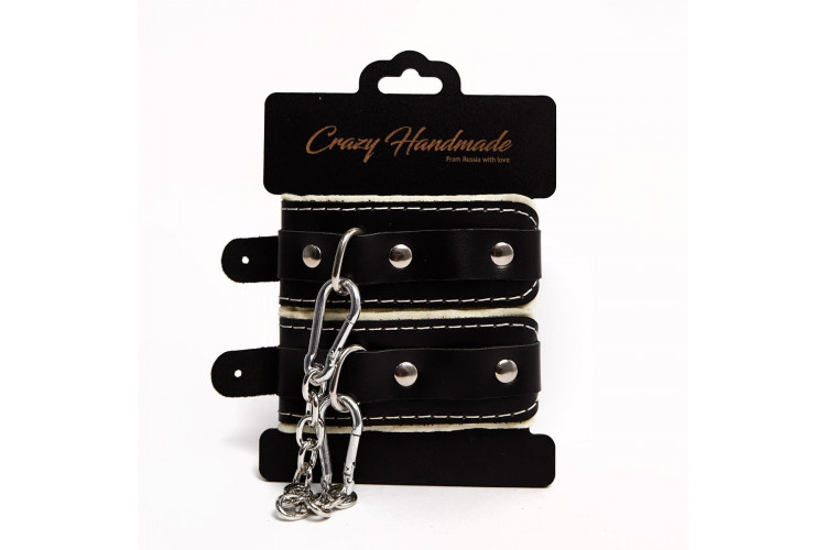 Черные скругленные наручники с мягкой бежевой подкладкой Черные скругленные наручники с мягкой бежевой подкладкой