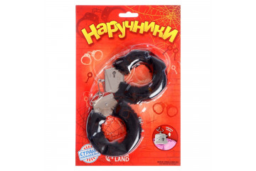 Металлические наручники с черной плюшевой отделкой