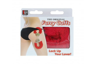 Металлические наручники с красной меховой опушкой Metal Handcuffs With Plush