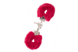 Металлические наручники с красной меховой опушкой Metal Handcuffs With Plush