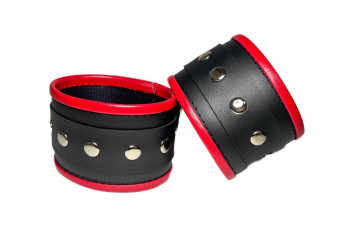 Черно-красные наручники из эко-кожи