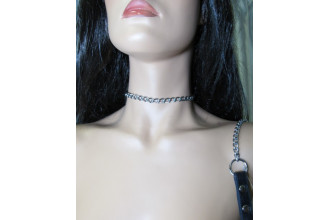 Металлический поводок с кожаной петлёй