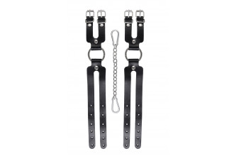Черные кожаные оковы из двух ремешков
