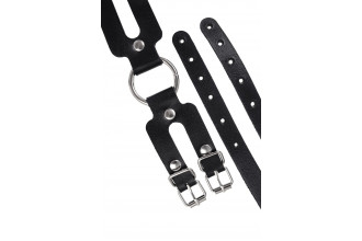 Черные кожаные оковы из двух ремешков
