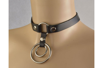 Черный чокер Соло с двумя кольцами