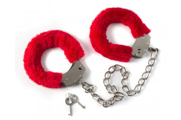 Красные меховые оковы на ноги Bondage