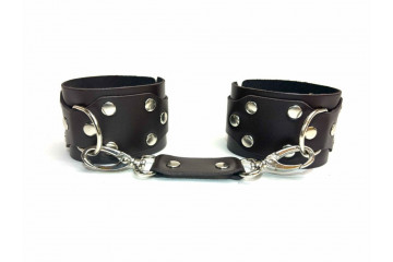 Коричневые кожаные наручники Sex Game