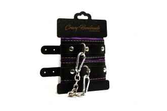 Черно-фиолетовые скругленные наручники с мягкой подкладкой