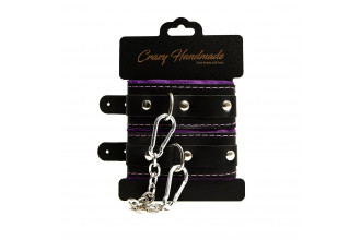 Черно-фиолетовые скругленные наручники с мягкой подкладкой