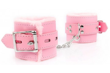 Розовые мягкие наручники на регулируемых ремешках