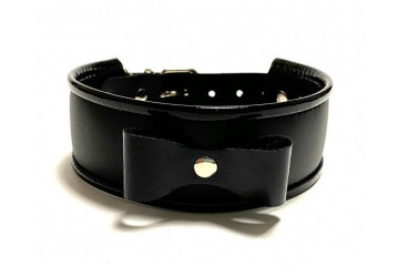 Черный ошейник с бантиком из эко-кожи