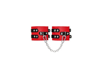 Красно-черные мягкие оковы с двумя ремешками с люверсами