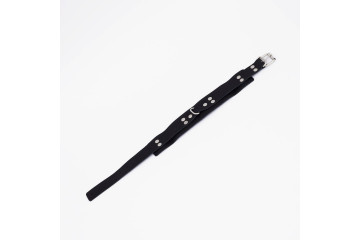 Черный ошейник из высококачественной натуральной кожи