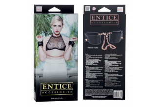 Черные мягкие наручники Entice French Cuffs с цепью