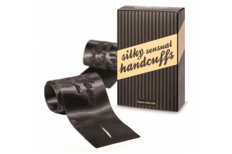 Черные ленты для связывания SILKY SENSUAL HANDCUFFS