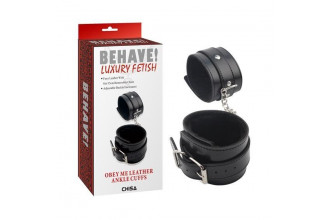 Черные оковы на ноги Obey Me Leather Ankle Cuffs