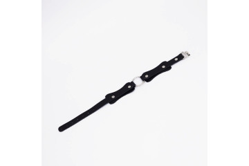 Черный кожаный ошейник с кольцом