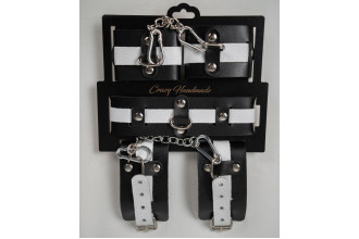 Набор фиксаторов из черной и белой натуральной кожи