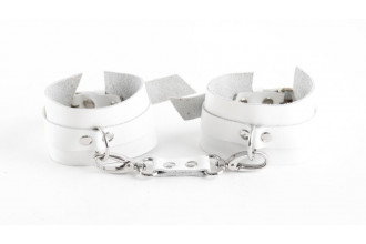 Белые наручники из натуральной кожи