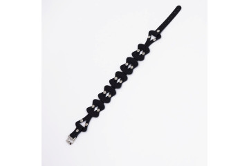 Черный кожаный ошейник из звеньев