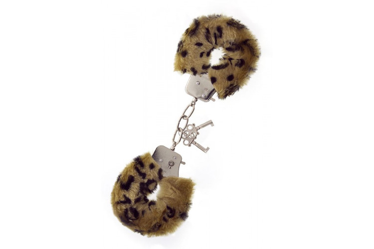 Леопардовые наручники METAL HANDCUFF WITH PLUSH LEOPARD