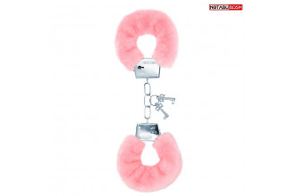 Металлические наручники с мягкой нежно-розовой опушкой