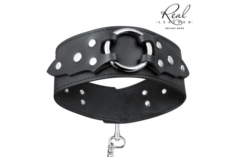 Брутальный кожаный ошейник с поводком Брутальный кожаный ошейник с поводком