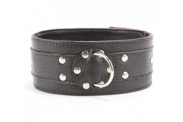 Коричневый широкий ошейник из мягкой кожи