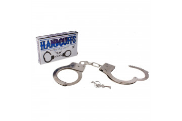 Серебристые металлические наручники с ключиками