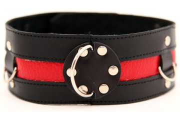 Чёрный ошейник с красной полосой