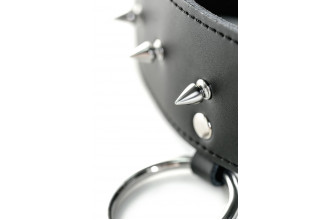 Чёрный кожаный ошейник с шипами