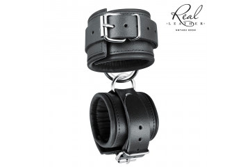 Черные широкие кожаные наручники