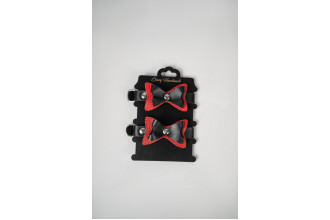 Черно-красные кожаные наручники с бантиками