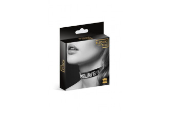 Чокер с надписью COLLIER STRASS SLAVE CUIR BOVIN